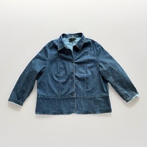 Casual Corner Jean Jacket Women's Plus Size 2XL Dark Denim Peplum Stretch